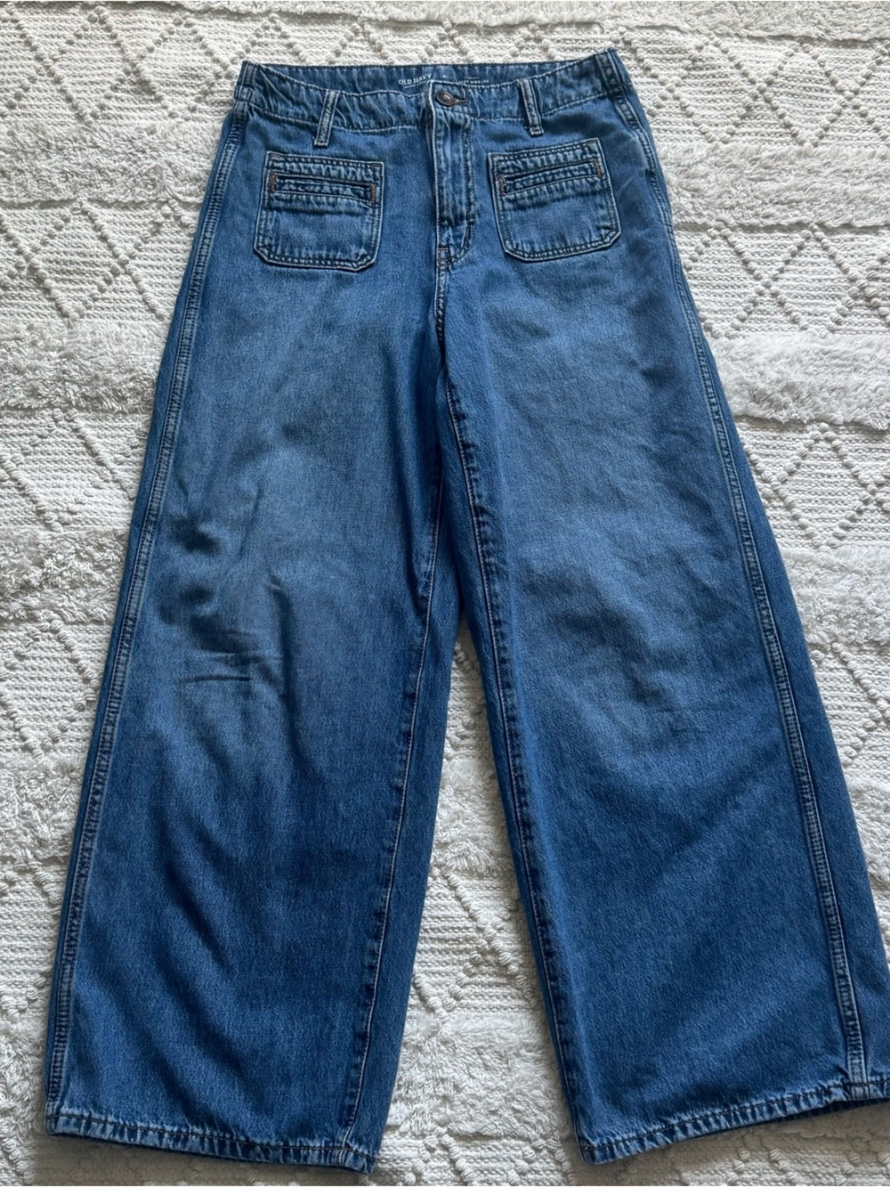 Old Navy Women’s Blue High-Rise Baggy Wide Leg Jeans Size 4